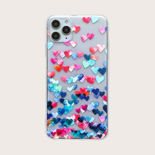 

1pc Heart Print iPhone Case, Multicolor