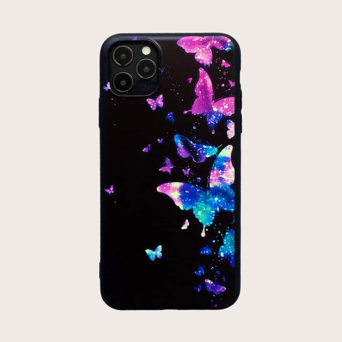 

1pc Butterfly Print iPhone Case, Black