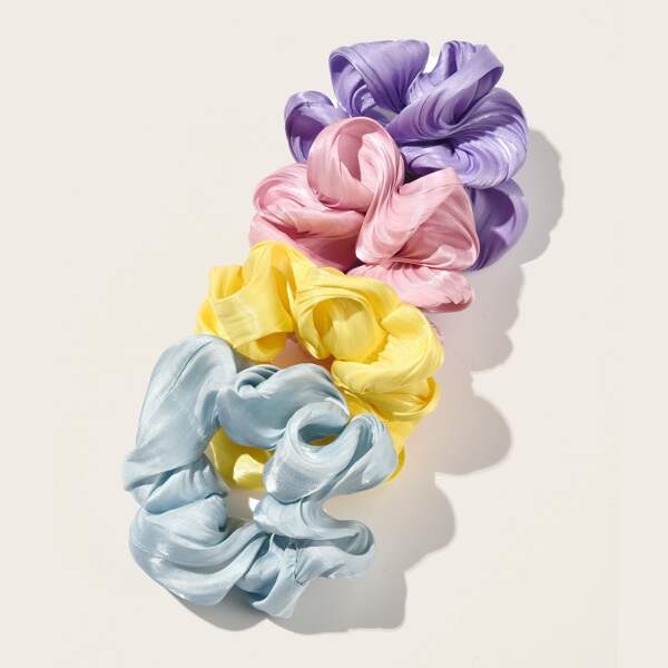 

4pcs Solid Scrunchie, Multicolor
