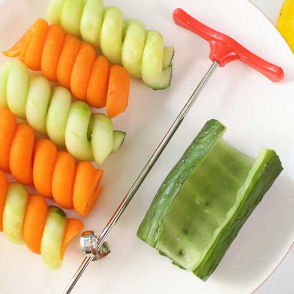 

1pc Manual Vegetable Spiral Roller Slicer, Silver