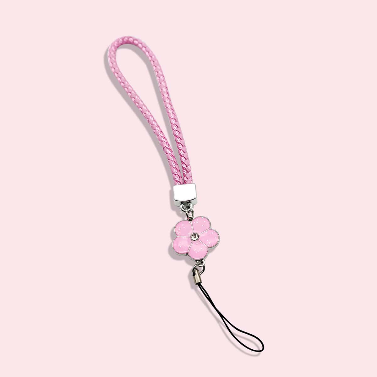 

1pc Flower Decor Phone Strap, Pink