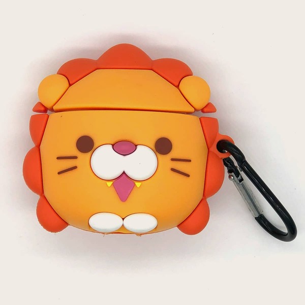 

1pc Cartoon Lion Design AirPods Case, Orange