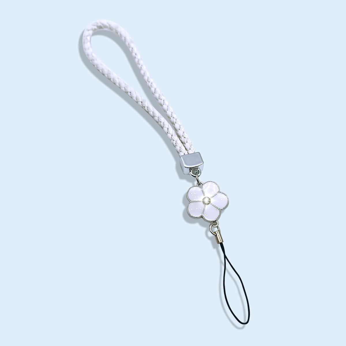 

1pc Flower Decor Phone Strap, White