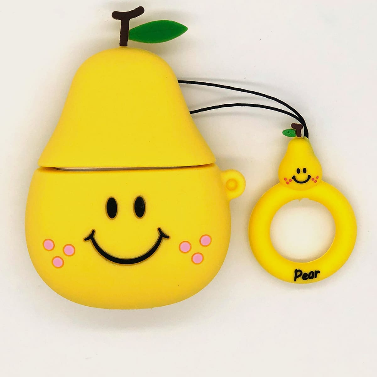 

1pc Cartoon AirPods Case With Finger Ring Strap, Yellow