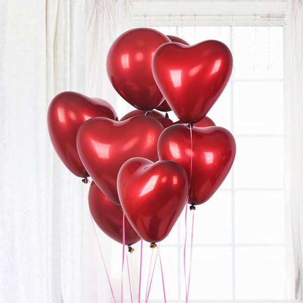 

6pcs Heart Shaped Balloon, Red