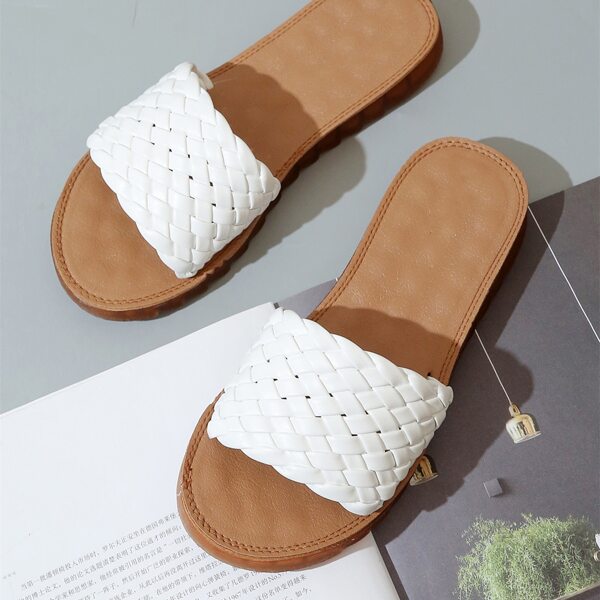 

Open Toe Braided Sliders, Beige
