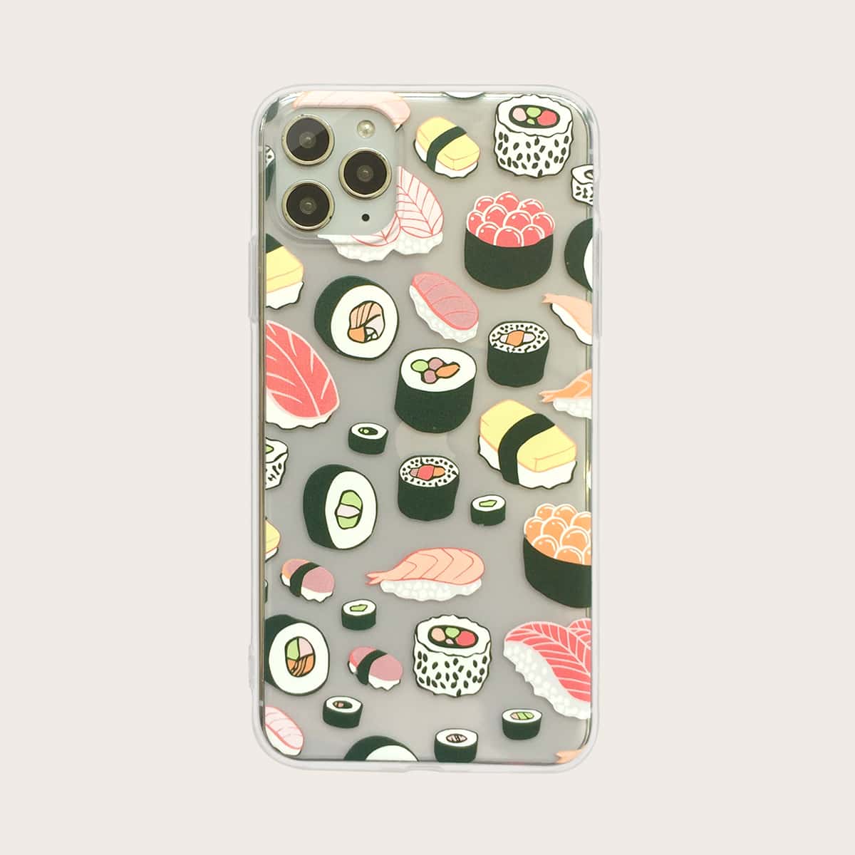 

1pc Cartoon Sushi Print iPhone Case, Clear