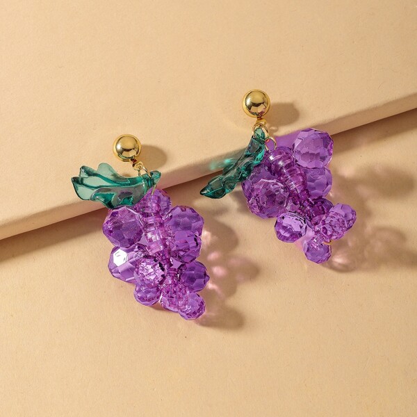 

Grape Decor Drop Earrings, Purple