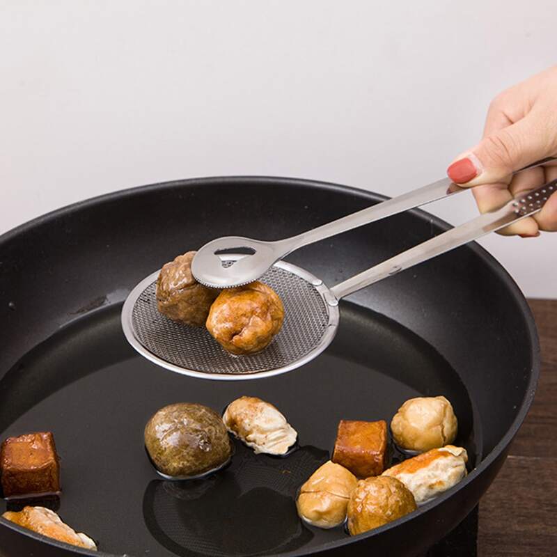 

1pc 2 In 1 Oil Filter Spoon, Silver