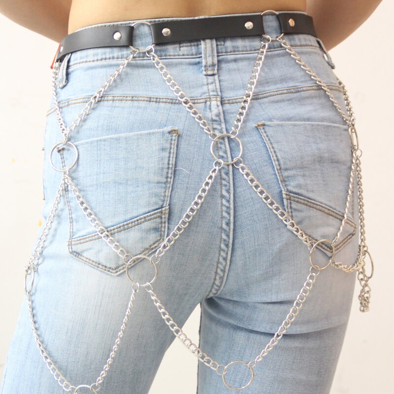 

Buckle Belt With Chain, Black