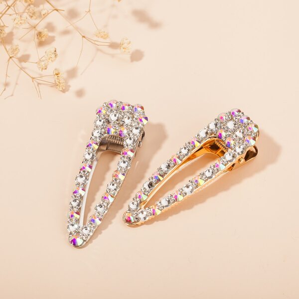 

2pcs Toddler Girls Rhinestone Engraved Hair Clip, Multicolor