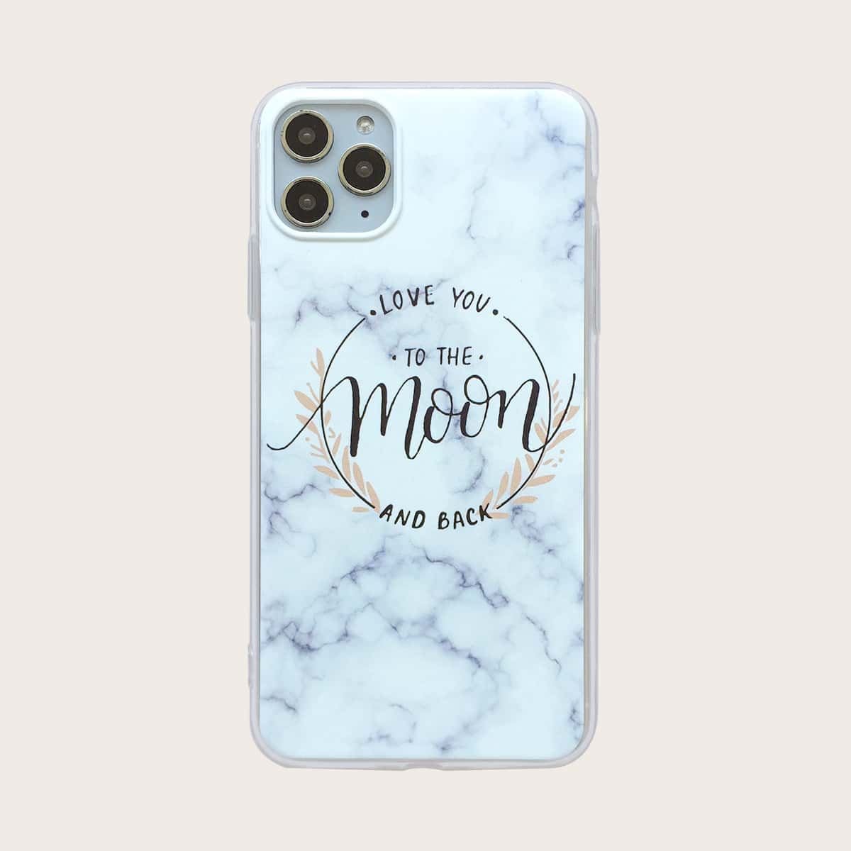 

1pc Marble Print iPhone Case, White