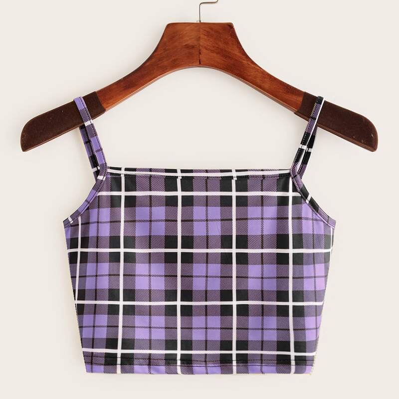 

Plaid Cropped Cami, Purple