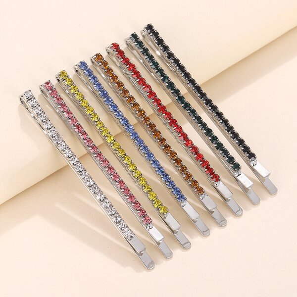 

8pcs Rhinestone Hair Clip, Multicolor