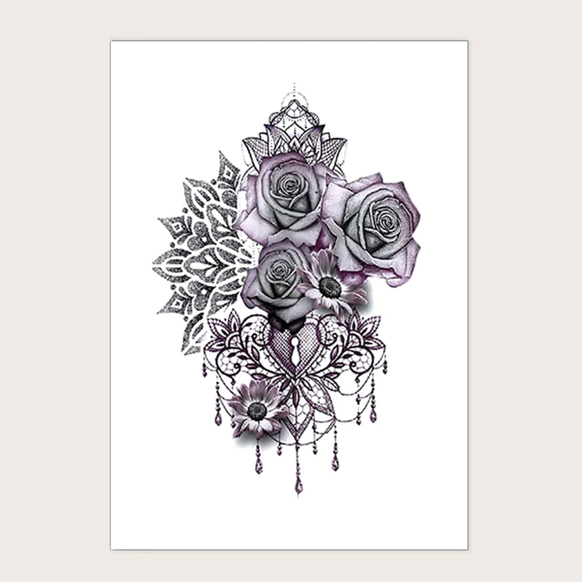 

Flower Pattern Tattoo Sticker, Purple