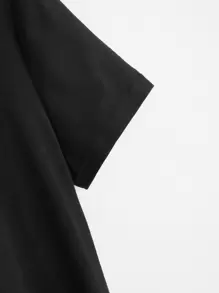 SHEIN EZwear Đầm Lá thư màu đen Giải trí - màu đen - Xem 4