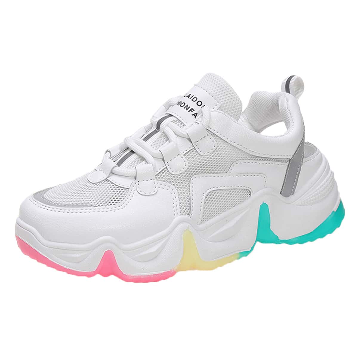 

Cutout Lace-up Chunky Sneakers, White
