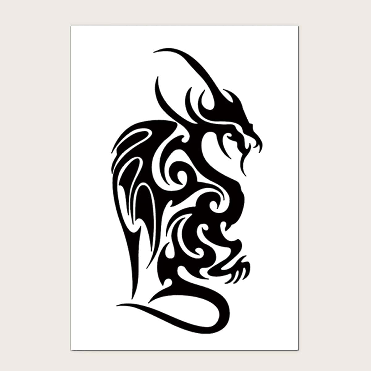

Abstract Dragon Pattern Tattoo Sticker, Black