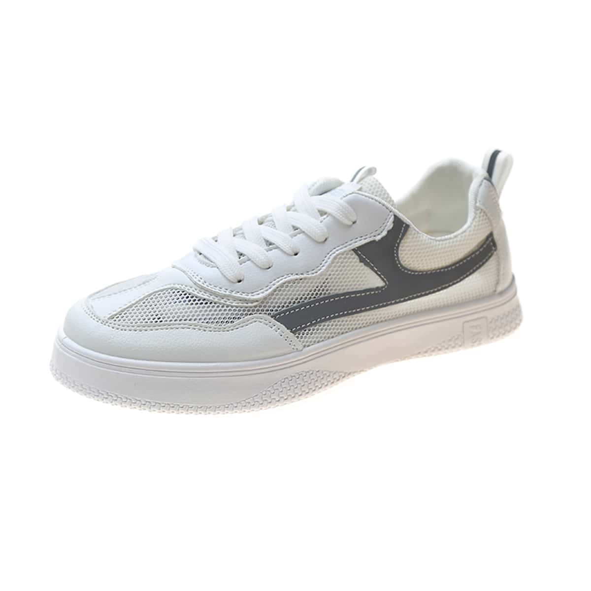 

Lace-up Mesh Sneakers, White