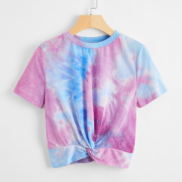 

Twist Hem Tie Dye Tee, Multicolor