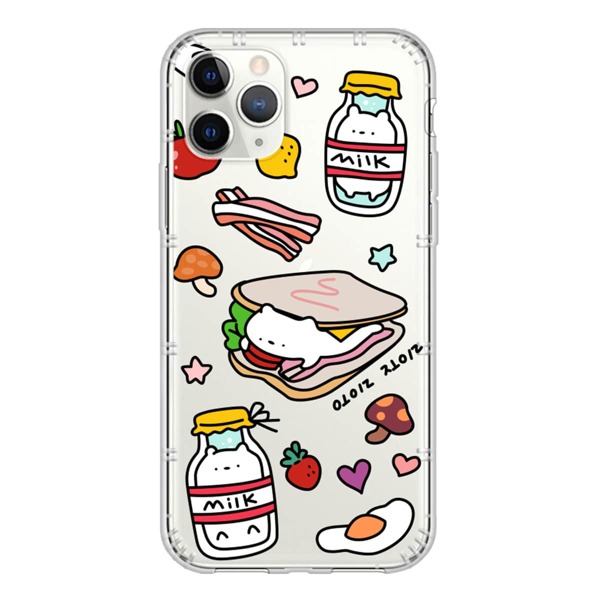 

1pc Cartoon Graphic Print Clear iPhone Case, White