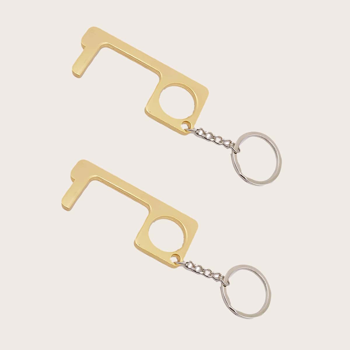 

2pcs Guys Structured Metal Keychain, Gold