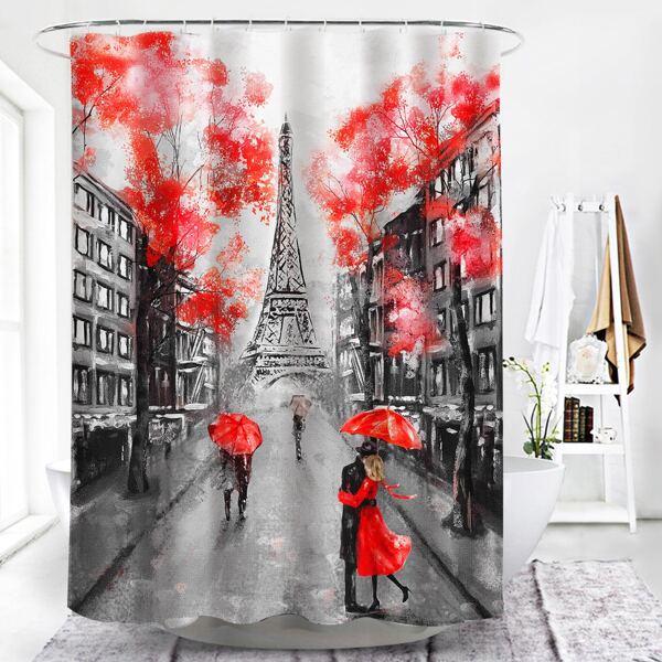 

Figure Graphic Shower Curtain With 12hooks, Multicolor