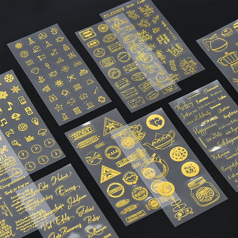 

2sheets Hot Stamping Random Sticker, Gold