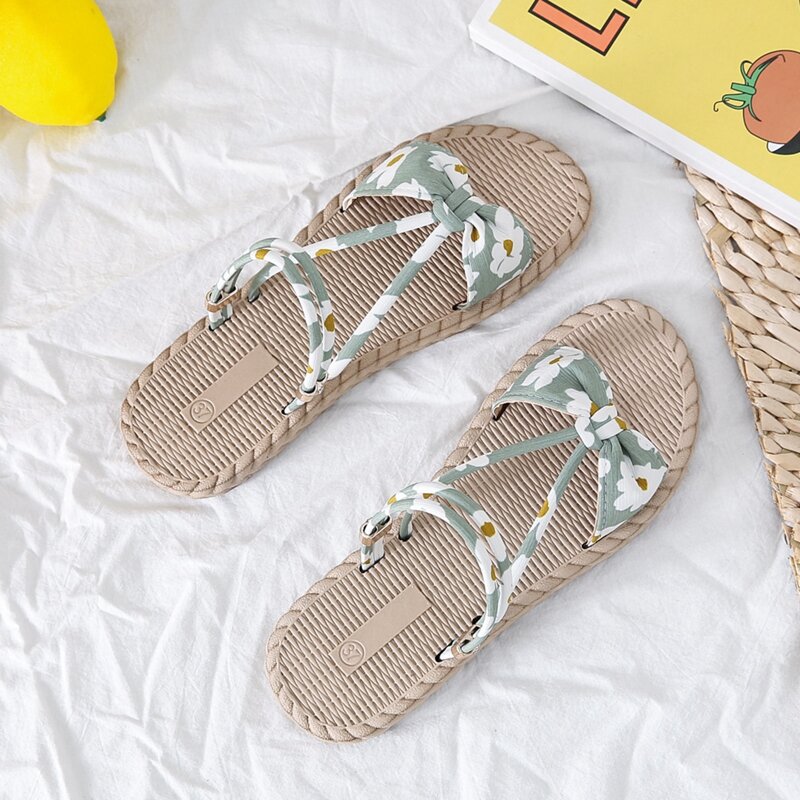 

Floral Flat Sandals, Mint green