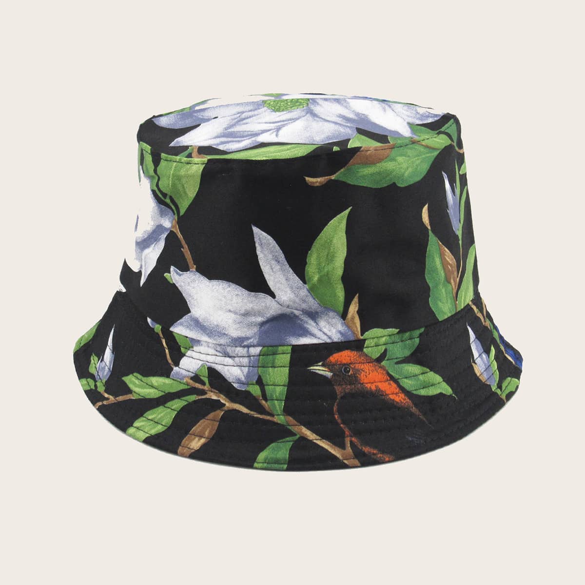 

Guys Bird Pattern Bucket Hat, Black