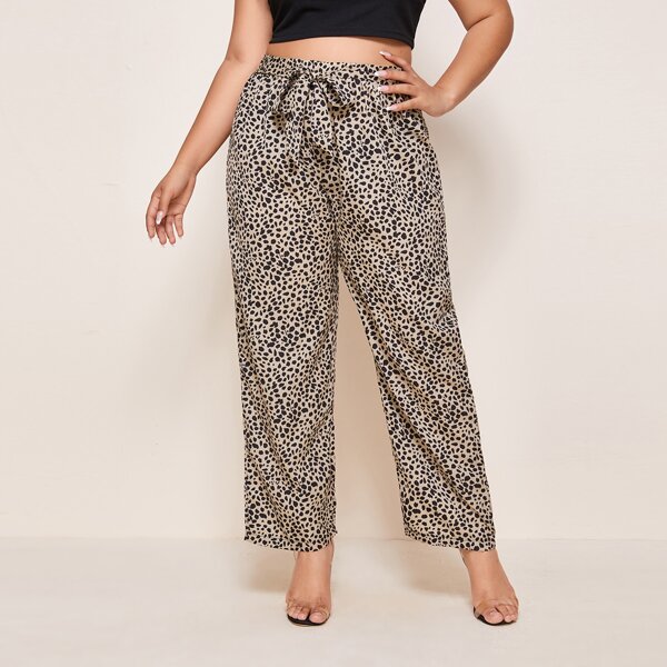 

Plus All Over Print Belted Pants, Multicolor