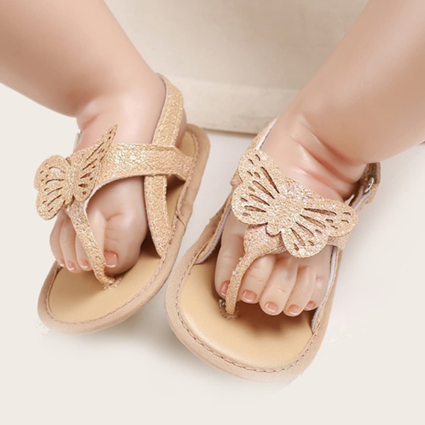

Baby Girl Butterfly Appliques Toe Post Sandals, Gold
