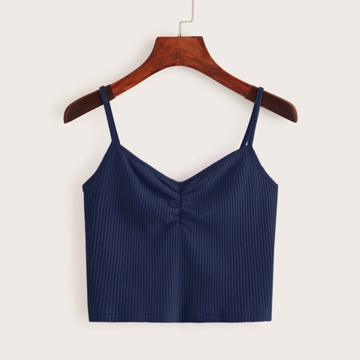 

Ribbed Ruched Cami, Navy blue