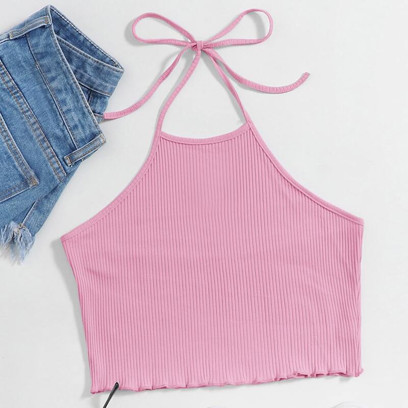 

Pink Crop Halter Top