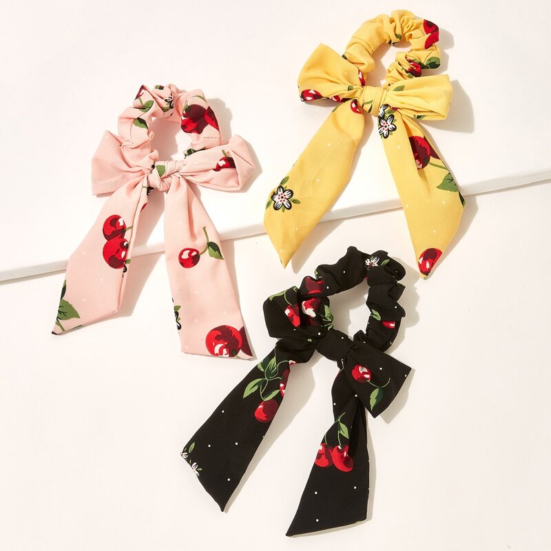 

3pcs Fruit Pattern Scrunchie, Multicolor