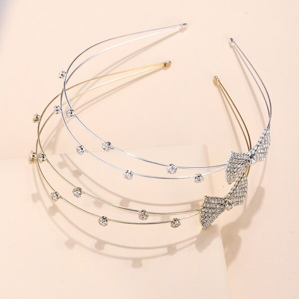 

2pcs Rhinestone Bow Hair Hoop, Multicolor