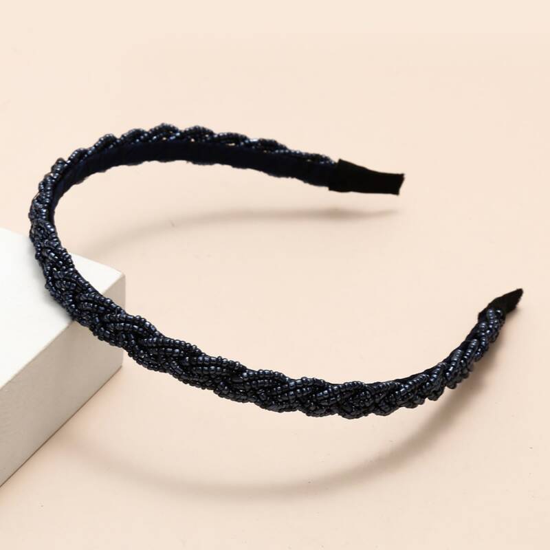 

Beaded Woven Hair Hoop, Royal blue