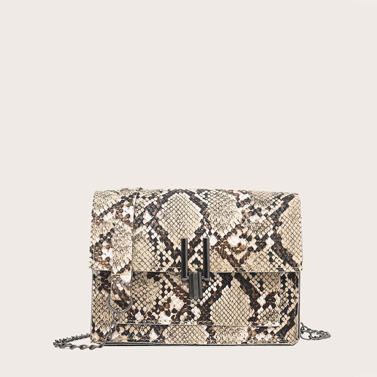 

Snake Skin Chain Crossbody Bag, Multicolor