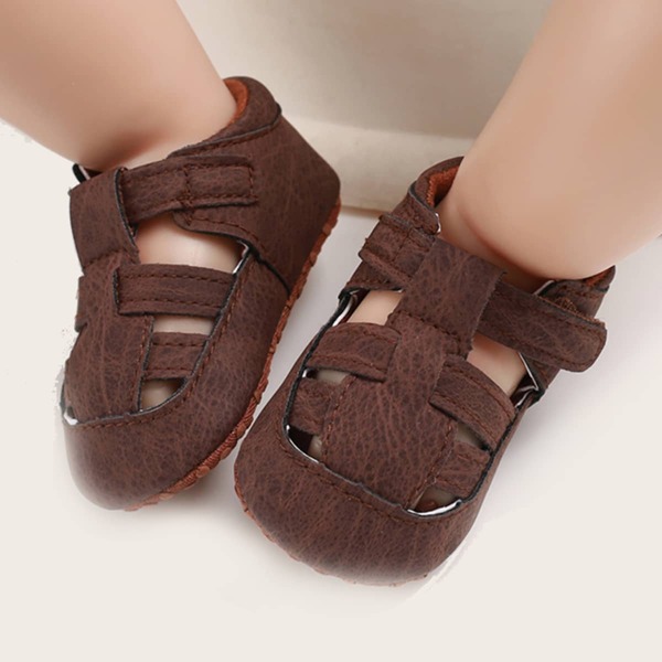 

Baby Boy Cut-out Velcro Strap Sandals, Brown