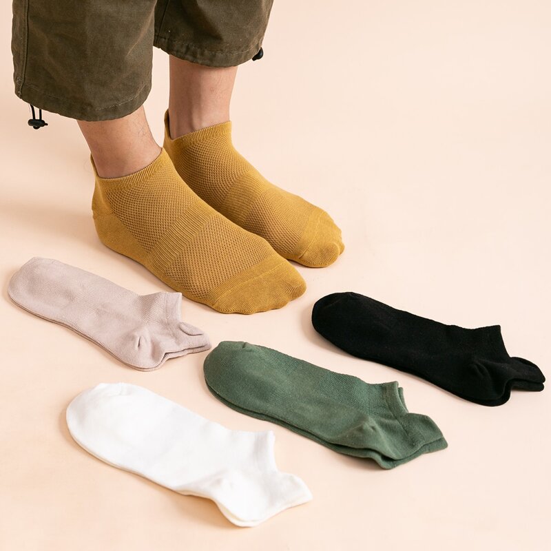 

5pairs Guys Simple Ankle Socks, Multicolor