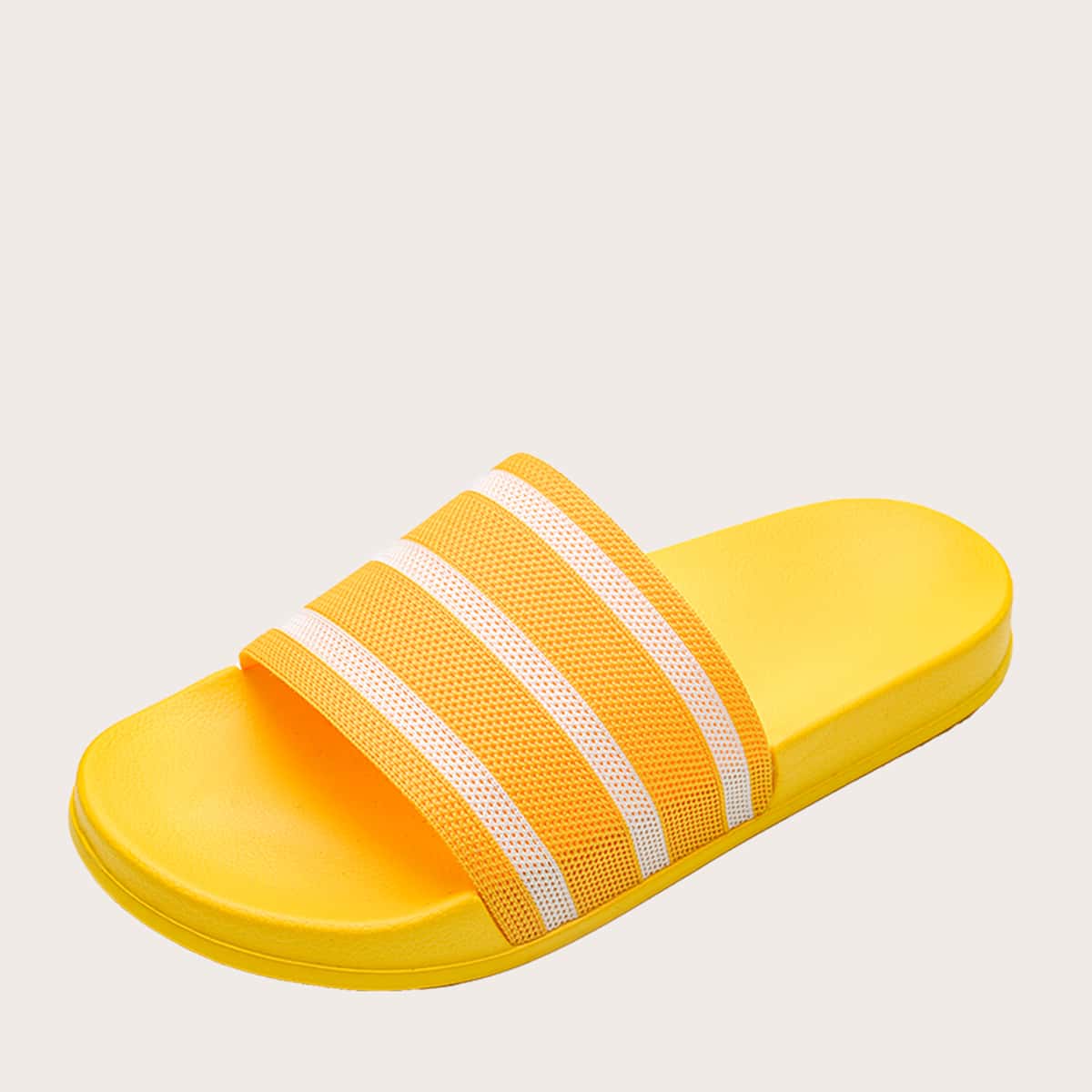 

Guys Open Toe Striped Slides, Yellow