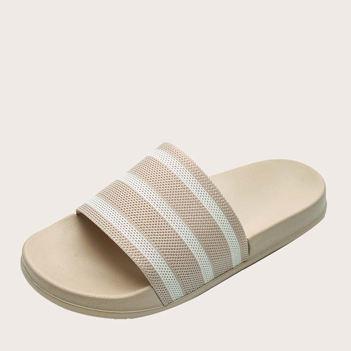 

Guys Open Toe Striped Slides, Beige