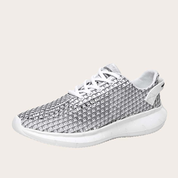 

Men Lace-up Front Mesh Sneakers, Grey