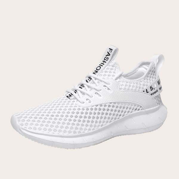 

Men Lace-up Front Letter Graphic Sneakers, White
