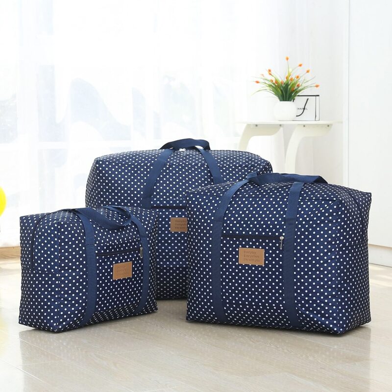 

1pc Polka Dot Quilt Storage Bag, Navy blue