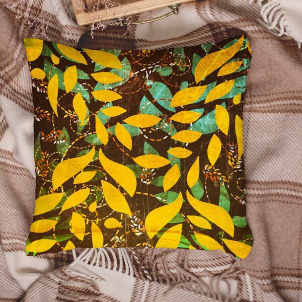 

Leaf Print Cushion Cover Without Filler, Multicolor