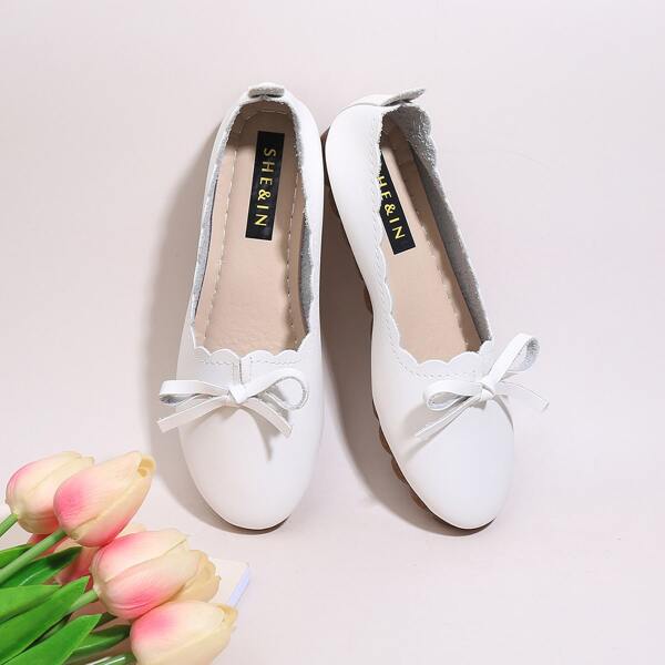 

Bow Decor Ballet Flats, White