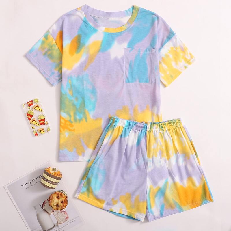 

Tie Dye Shorts PJ Set, Multicolor