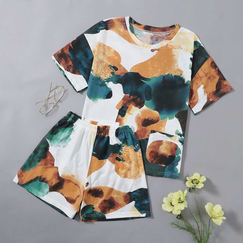

Tie Dye Shorts PJ Set, Multicolor