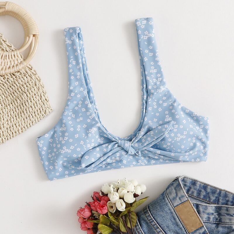

Ditsy Floral Bikini Top, Baby blue